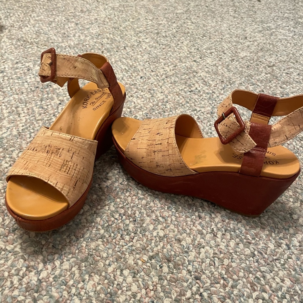 Kork Ease Brown Sandal Wedges 7